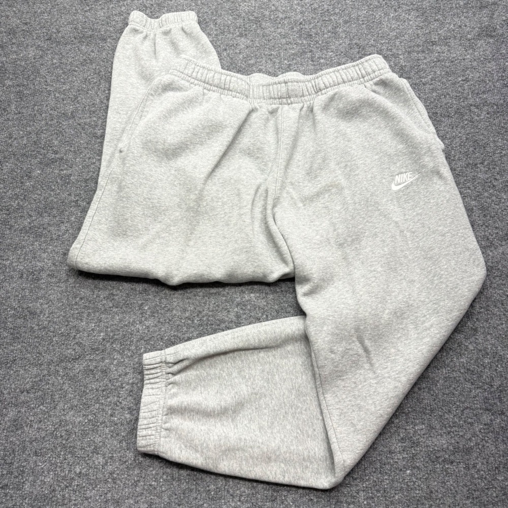 Nike Mens Fleece Jogger Sweatpants Gray XL Embroidered Logo Side Pockets